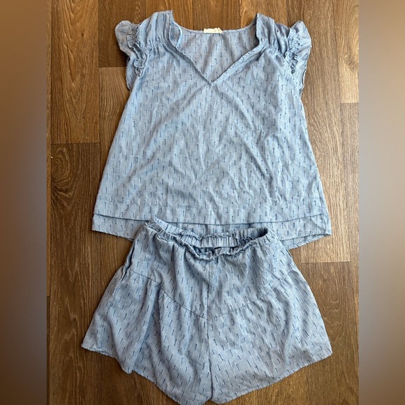 Light Blue Ruffled Top & Shorts Set - Picture 1 of 5